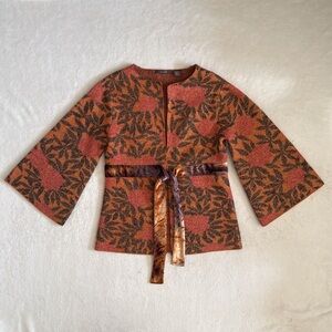{Anthro} Heather B | Wool Blend Belted Flare Sleeve Cardigan Sweater Kimono (S)